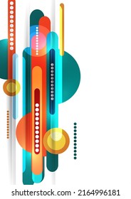 Overlapping lines, circle rectangles primitive composition. Vector geometric minimal abstract background for wallpaper, banner, background, landing page.