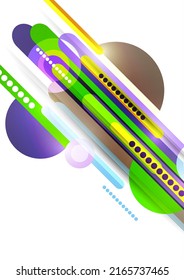 Overlapping lines, circle rectangles primitive composition. Vector geometric minimal abstract background for wallpaper, banner, background, landing page.