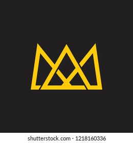 overlapping lines golden crown logo vector