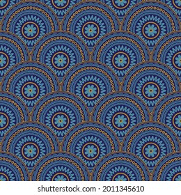 overlapping medallions half dropped seamless vector pattern