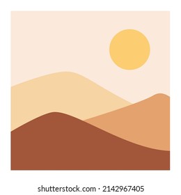 overlapping mountain landscape background with the sun wall art