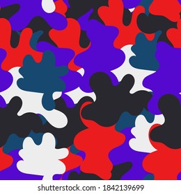 overlapping multicolored blots form a variegated seamless pattern. vector
