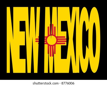 overlapping New Mexico text with their flag illustration