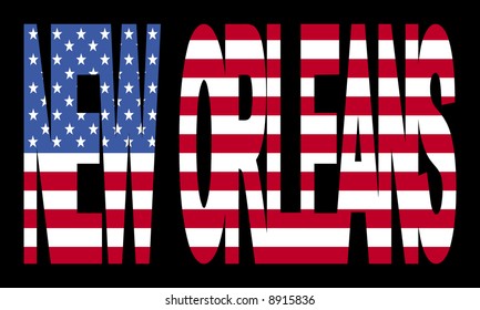 sich überschneidender New Orleans-Text mit amerikanischer Flagge