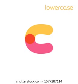 Overlapping one line lowercase letter c logotype. Curve rounded font. Vibrant glossy colors.