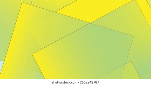 Planos sobrepostos em tons de amarelo e verde, exibindo um efeito de gradiente e textura sutil. As formas são angulares e criam uma interação complexa.