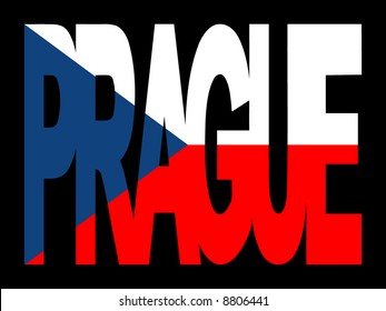 texto de Praga superpuesto con la ilustración de la bandera de la República Checa