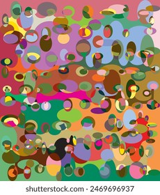 Superposición de elipses distribuidas al azar entrelazadas, creando textura moderna alegre y brillante