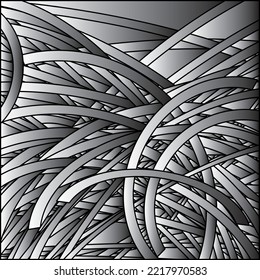 Overlapping, random moved circle segment like stripes creating modern pattern with gradual shaded gray scale tones
