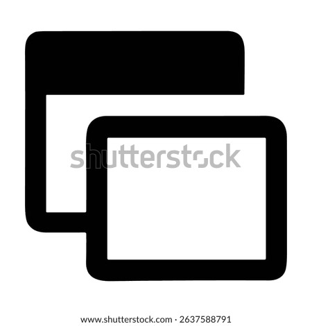 Overlapping rectangles representing multiple open windows or tabs.