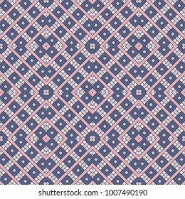 Overlapping rectangles and squares background. Seamless pattern design with repeated overlay geometric figures. Contemporary linear ornament. Digital paper, textile print, page fill. Vector art