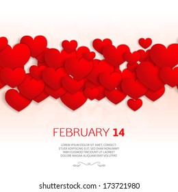 Overlapping Red Heart Shapes Background. Valentine's card