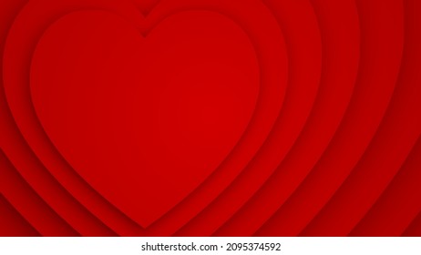 Overlapping red paper hearts - vector