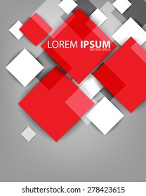 overlapping red and white geometric square shape elements business background eps10 vector