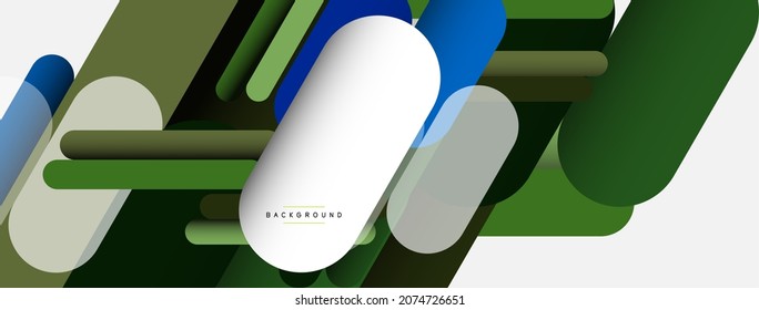 Overlapping round shapes and lines background. Vector illustration for wallpaper banner background or landing page