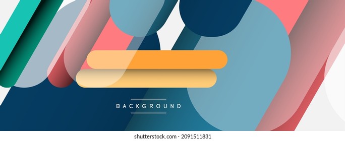 Overlapping round shapes and lines background. Vector illustration for wallpaper banner background or landing page