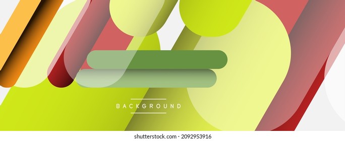 Overlapping round shapes and lines background. Vector illustration for wallpaper banner background or landing page
