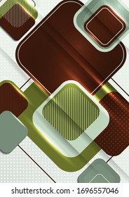 Überschneidende runde Quadrate bilden eine geometrische abstrakte Hintergrundzusammensetzung. Design-Vorlage für Tapete, Banner, Hintergrund, Karte, Illustration, Landing-Page, Cover, Poster, Flyer. Vektorillustration 