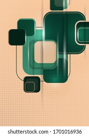Overlapping round squares form a geometric abstract background composition. Design template for wallpaper, banner, background, card, illustration, landing page, cover, poster, flyer. Vector 
