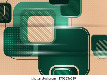 Overlapping round squares form a geometric abstract background composition. Design template for wallpaper, banner, background, card, illustration, landing page, cover, poster, flyer. Vector 