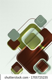 Overlapping round squares form a geometric abstract background composition. Design template for wallpaper, banner, background, card, illustration, landing page, cover, poster, flyer. Vector 
