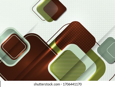 Overlapping round squares form a geometric abstract background composition. Design template for wallpaper, banner, background, card, illustration, landing page, cover, poster, flyer. Vector 
