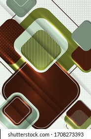 Overlapping round squares form a geometric abstract background composition. Design template for wallpaper, banner, background, card, illustration, landing page, cover, poster, flyer. Vector 