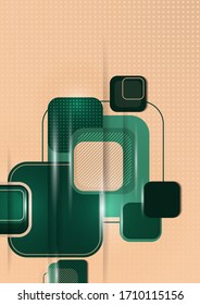 Overlapping round squares form a geometric abstract background composition. Design template for wallpaper, banner, background, card, illustration, landing page, cover, poster, flyer. Vector 