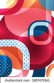 Overlapping round squares form a geometric abstract background composition. Design template for wallpaper, banner, background, card, illustration, landing page, cover, poster, flyer. Vector 