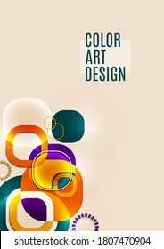 Los cuadrados redondos que se superponen forman una composición geométrica de fondo abstracto. Plantilla de diseño para papel pintado, banner, fondo, tarjeta, ilustración, página de inicio, portada, afiche, volante. Vector
