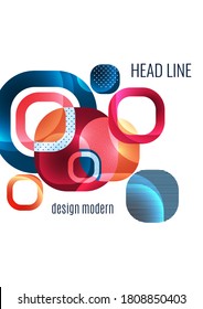 Los cuadrados redondos que se superponen forman una composición geométrica de fondo abstracto. Plantilla de diseño para papel pintado, banner, fondo, tarjeta, ilustración, página de inicio, portada, afiche, volante. Vector 