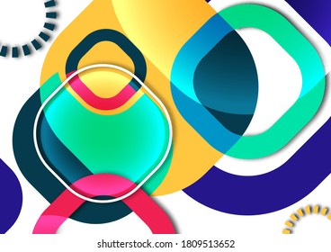 Overlapping round squares form a geometric abstract background composition. Design template for wallpaper, banner, background, card, illustration, landing page, cover, poster, flyer. Vector