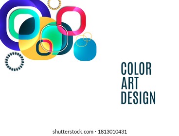 Overlapping round squares form a geometric abstract background composition. Design template for wallpaper, banner, background, card, illustration, landing page, cover, poster, flyer. Vector