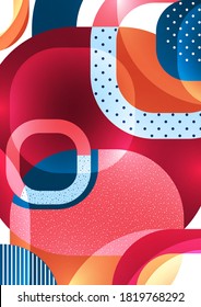 Overlapping round squares form a geometric abstract background composition. Design template for wallpaper, banner, background, card, illustration, landing page, cover, poster, flyer. Vector 
