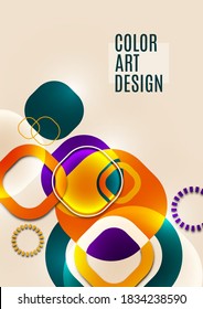 Los cuadrados redondos que se superponen forman una composición geométrica de fondo abstracto. Plantilla de diseño para papel pintado, banner, fondo, tarjeta, ilustración, página de inicio, portada, afiche, volante. Vector