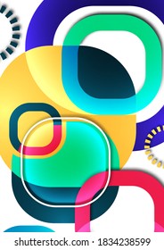 Los cuadrados redondos que se superponen forman una composición geométrica de fondo abstracto. Plantilla de diseño para papel pintado, banner, fondo, tarjeta, ilustración, página de inicio, portada, afiche, volante. Vector