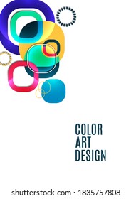 Overlapping round squares form a geometric abstract background composition. Design template for wallpaper, banner, background, card, illustration, landing page, cover, poster, flyer. Vector