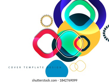 Overlapping round squares form a geometric abstract background composition. Design template for wallpaper, banner, background, card, illustration, landing page, cover, poster, flyer. Vector