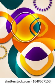 Overlapping round squares form a geometric abstract background composition. Design template for wallpaper, banner, background, card, illustration, landing page, cover, poster, flyer. Vector