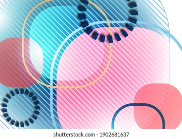 Overlapping round squares form a geometric abstract background composition. Design template for wallpaper, banner, background, card, illustration, landing page, cover, poster, flyer. Vector