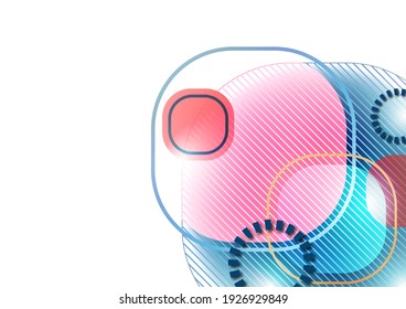 Overlapping round squares form a geometric abstract background composition. Design template for wallpaper, banner, background, card, illustration, landing page, cover, poster, flyer. Vector