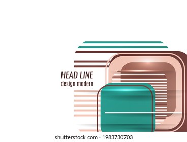 Cuadrados redondeados, líneas. Diseño geométrico brillante para publicidad creativa, afiche o folleto de estilo moderno. Ilustración del vector