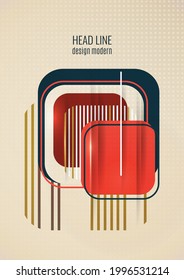 Overlapping rounded squares, lines. Bright geometric design for creative advertising, poster or brochure in trendy style. Vector illustration