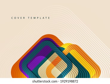 Overlapping rounded squares. Minimalist creative design concept background. Vector illustration