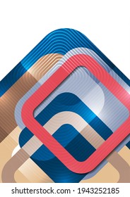 Overlapping rounded squares. Minimalist creative design concept background. Vector illustration