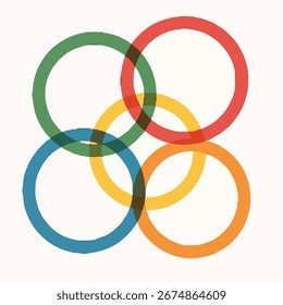 Overlapping semi-transparent rings graphic vector illustration