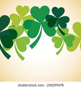 Overlapping shamrock St Patrick's Day card in vector format.