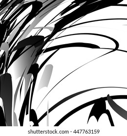 Overlapping shapes artistic illustration. Abstract monochrome image
