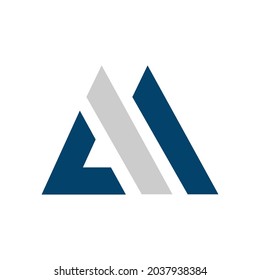 letra M inicial simple superpuesta para la ilustración de diseño vectorial del logotipo de montaña