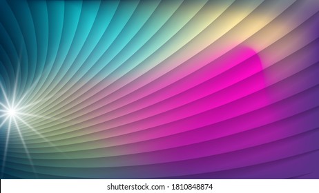 overlapping smooth translucent stripes and a flash of light against the background of a mixture of pink, azure, aquamarine colors. bright colorful abstract wallpaper. vector